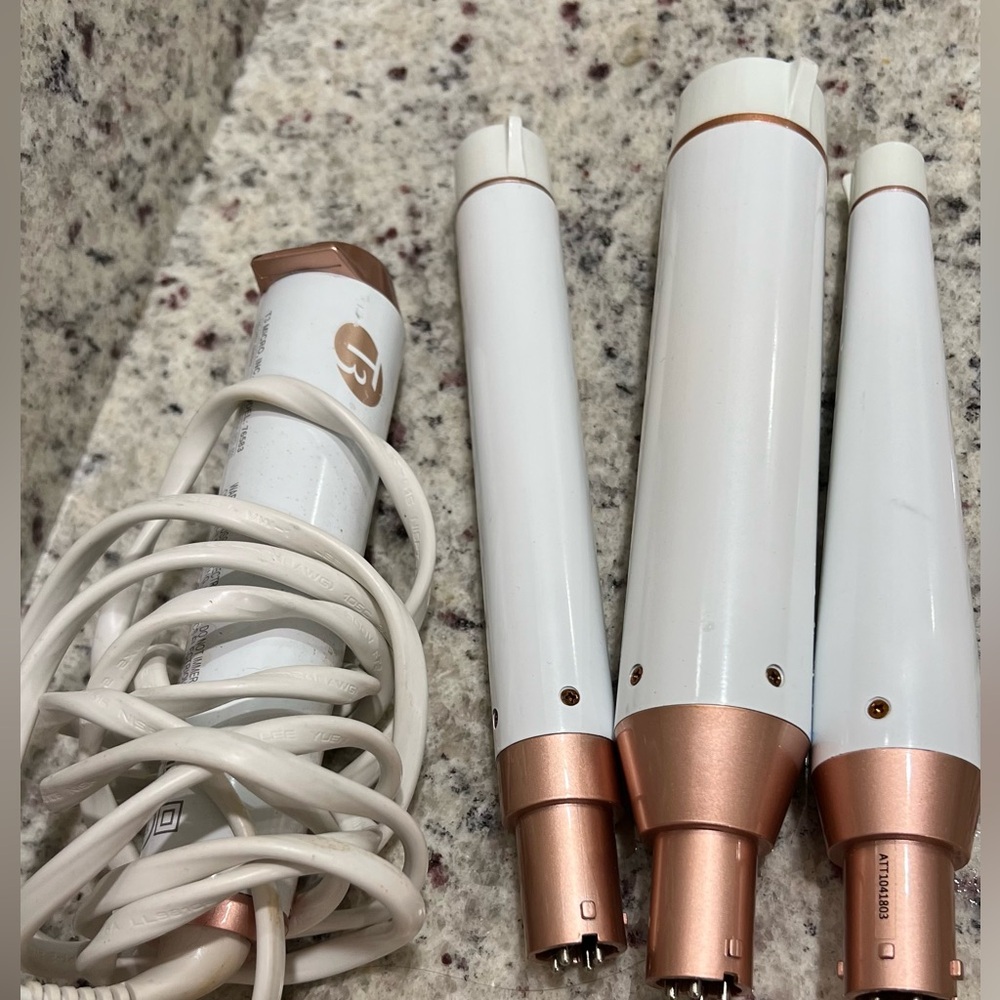 T3 White and Rose Gold Hair Styling Wand Set
